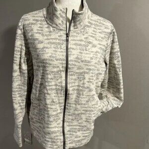 ZYIA ACTIVE CREAM COMBO ZIP JACKET SWEATSHIRT Stretchy Sz XL EUC